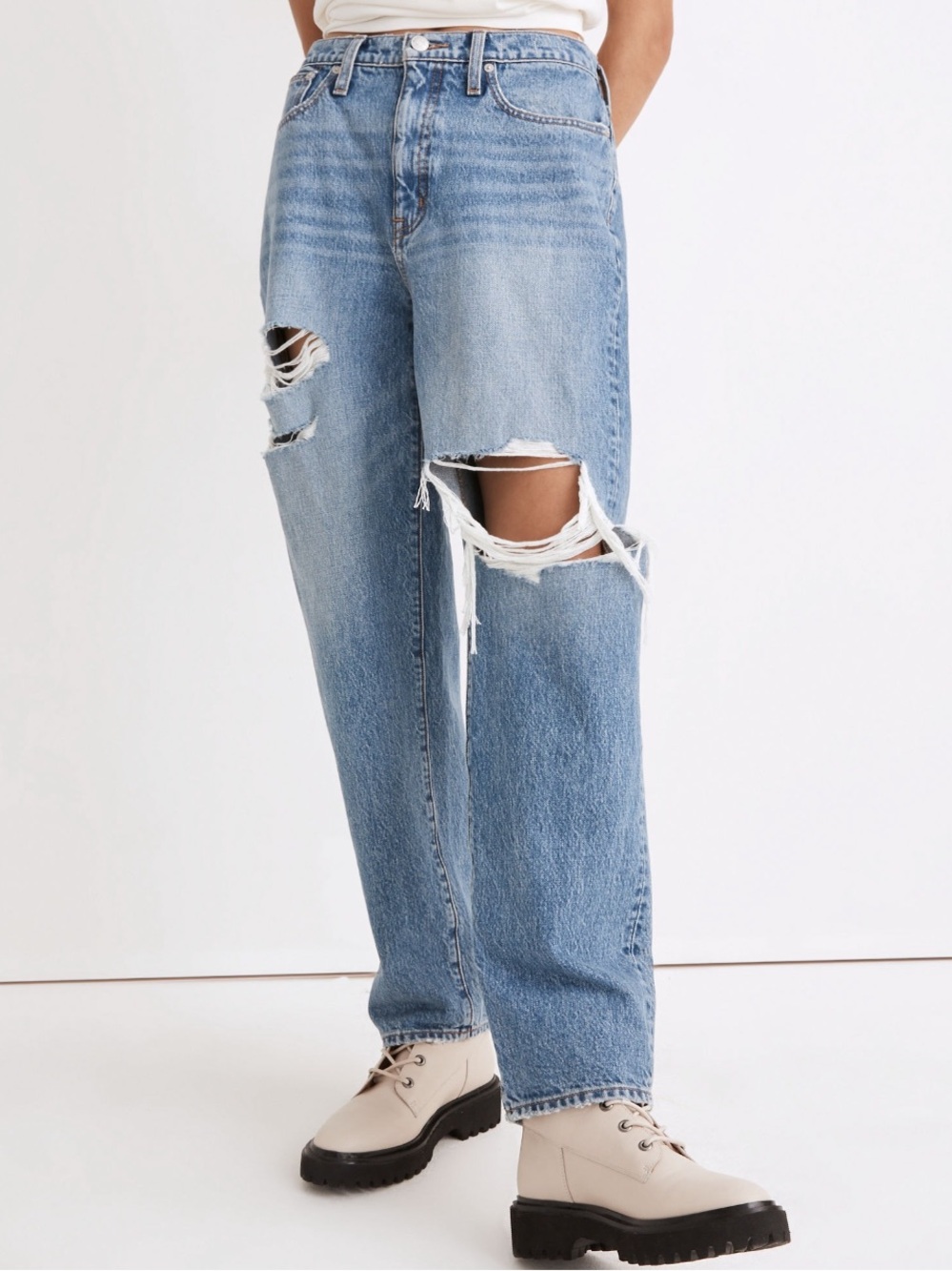 Madewell Light Blue Distressed Boyfriend Jeans